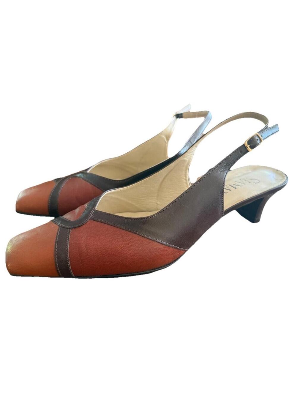 Vintage Siamanto Leather Slingback Kitten Heels Women’s 7.5